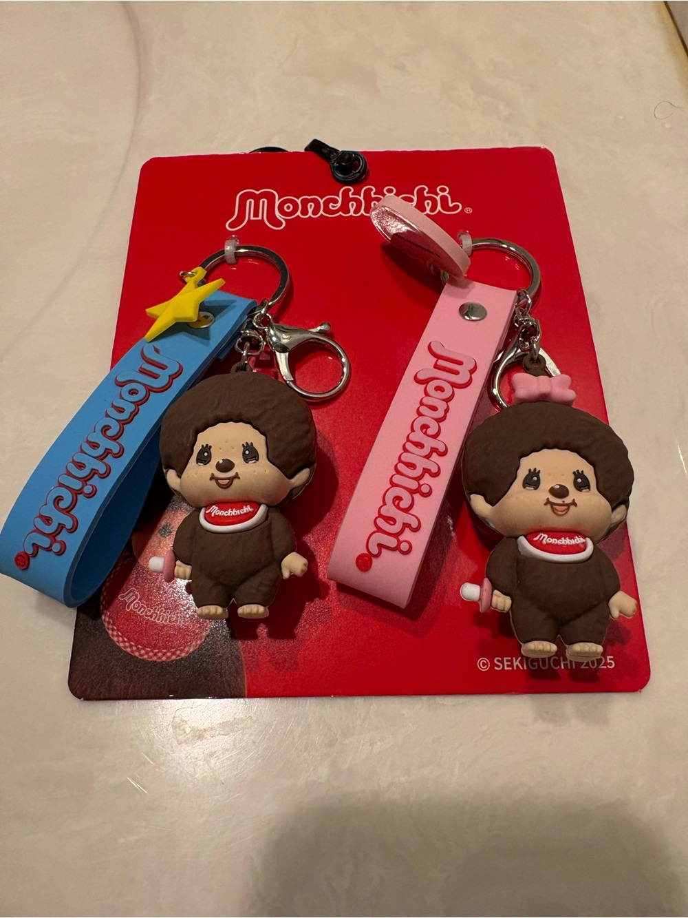Monchhichi Kids Keychain Set - Pink & Blue Monchhichi Charms